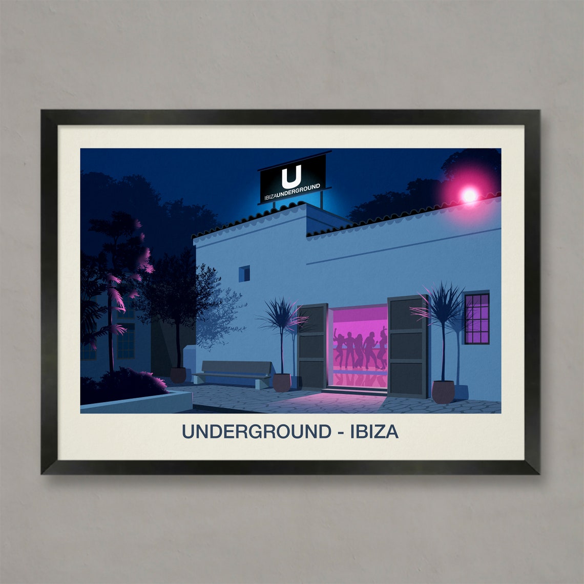 Underground Ibiza Nightclub Neon Electronic Music Venue Wall Art