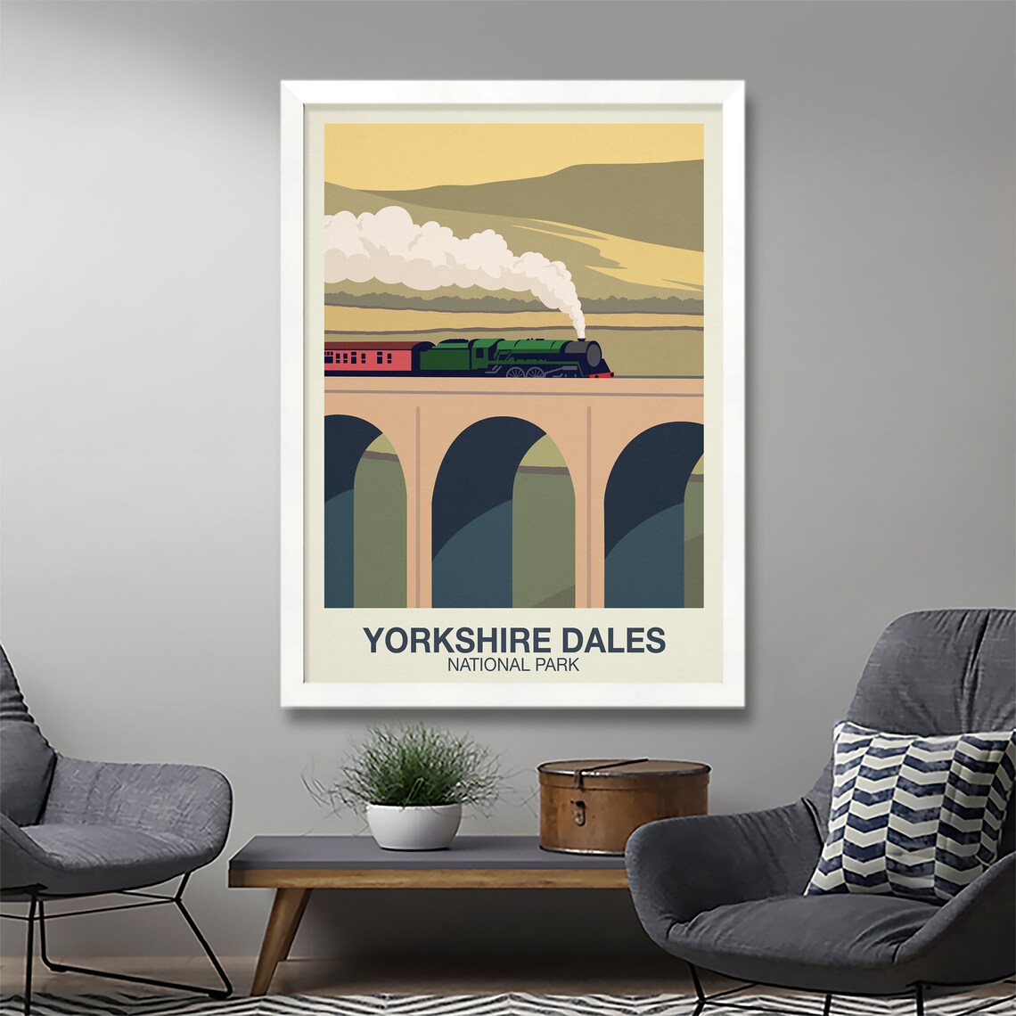 Yorkshire Dales National Park Travel Poster, Ribblehead Viaduct - Image 2