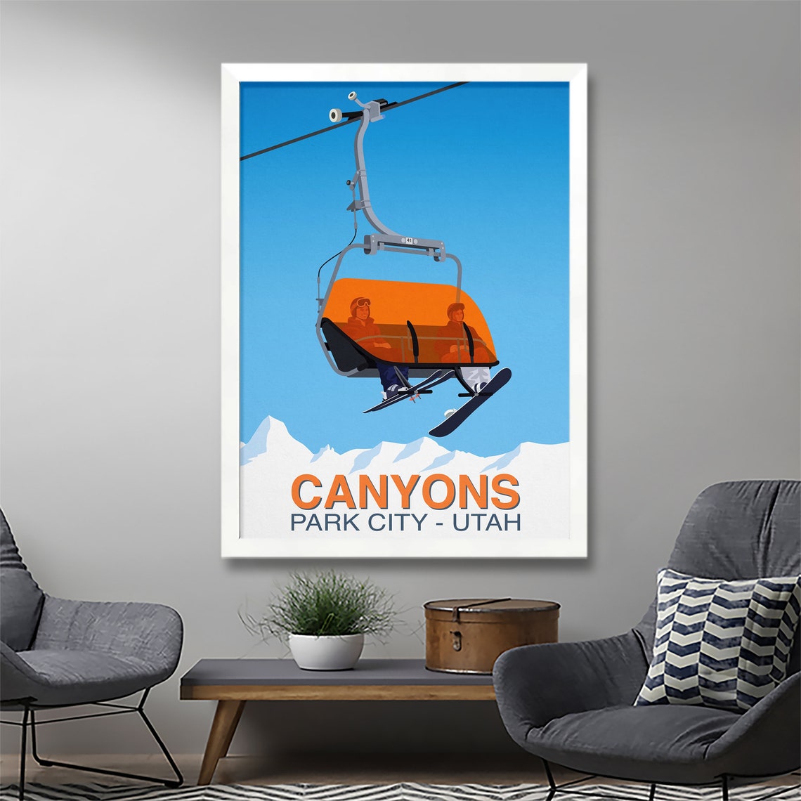 Canyons Park City Utah Bubble Chairlift Ski Resort Vintage Poster - Image 2