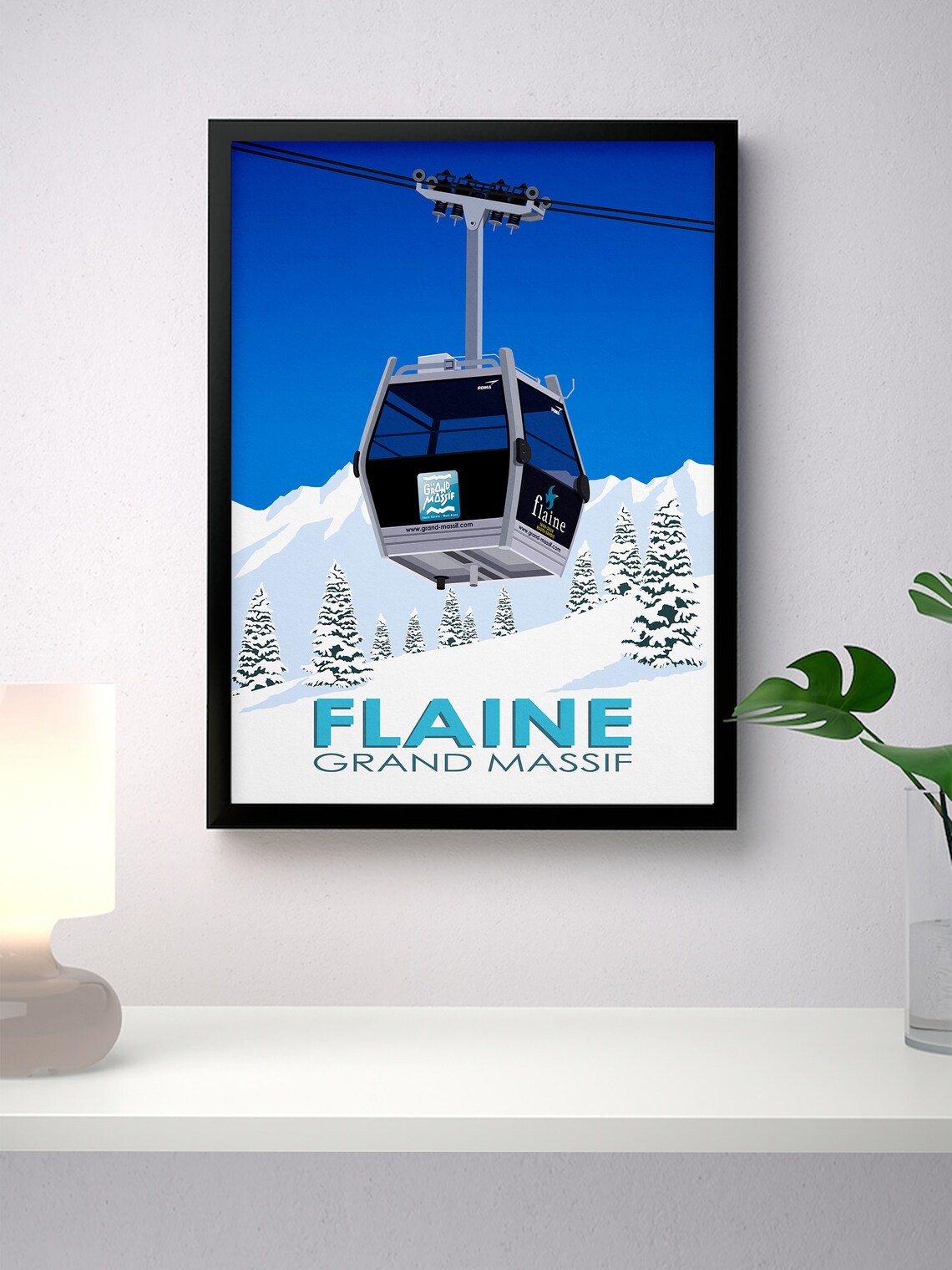 Flaine Ski Resort Travel Poster, Ski Resort Print - Image 4