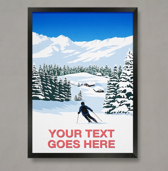 Personalised Ski Gift, Custom Skier Art Print