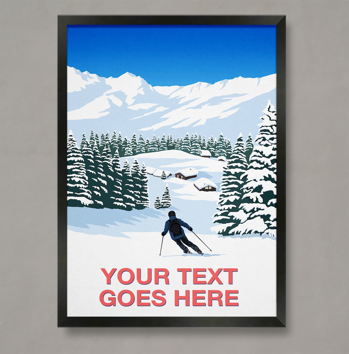 Personalised Ski Gift, Custom Skier Art Print