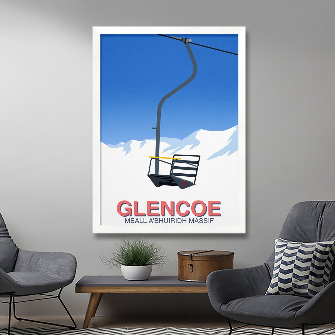 Glencoe Ski Resort Travel Poster, Ski Print - Image 2