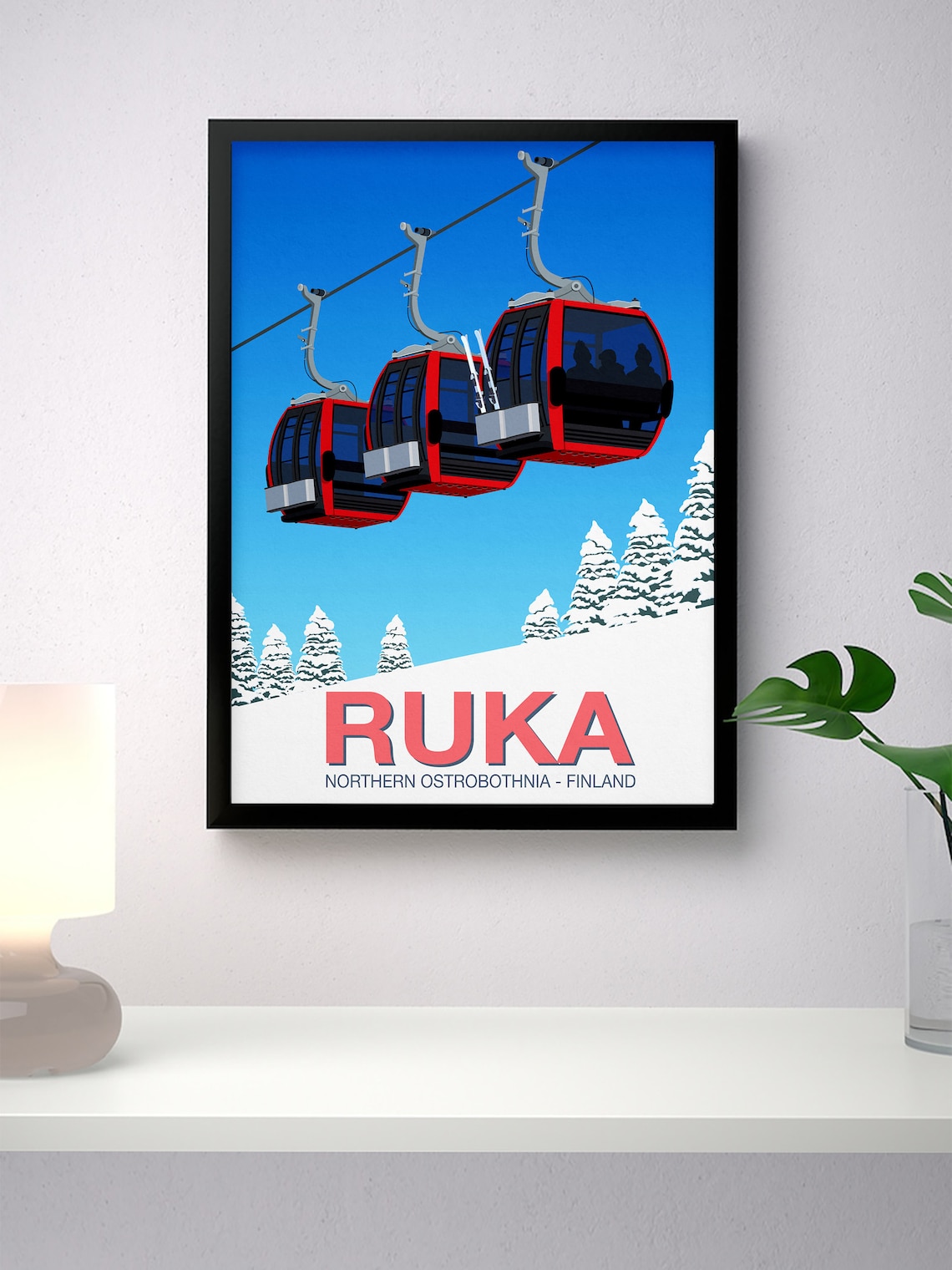 Ruka Ski Resort Travel Poster, Ski Resort Art Print - Image 4