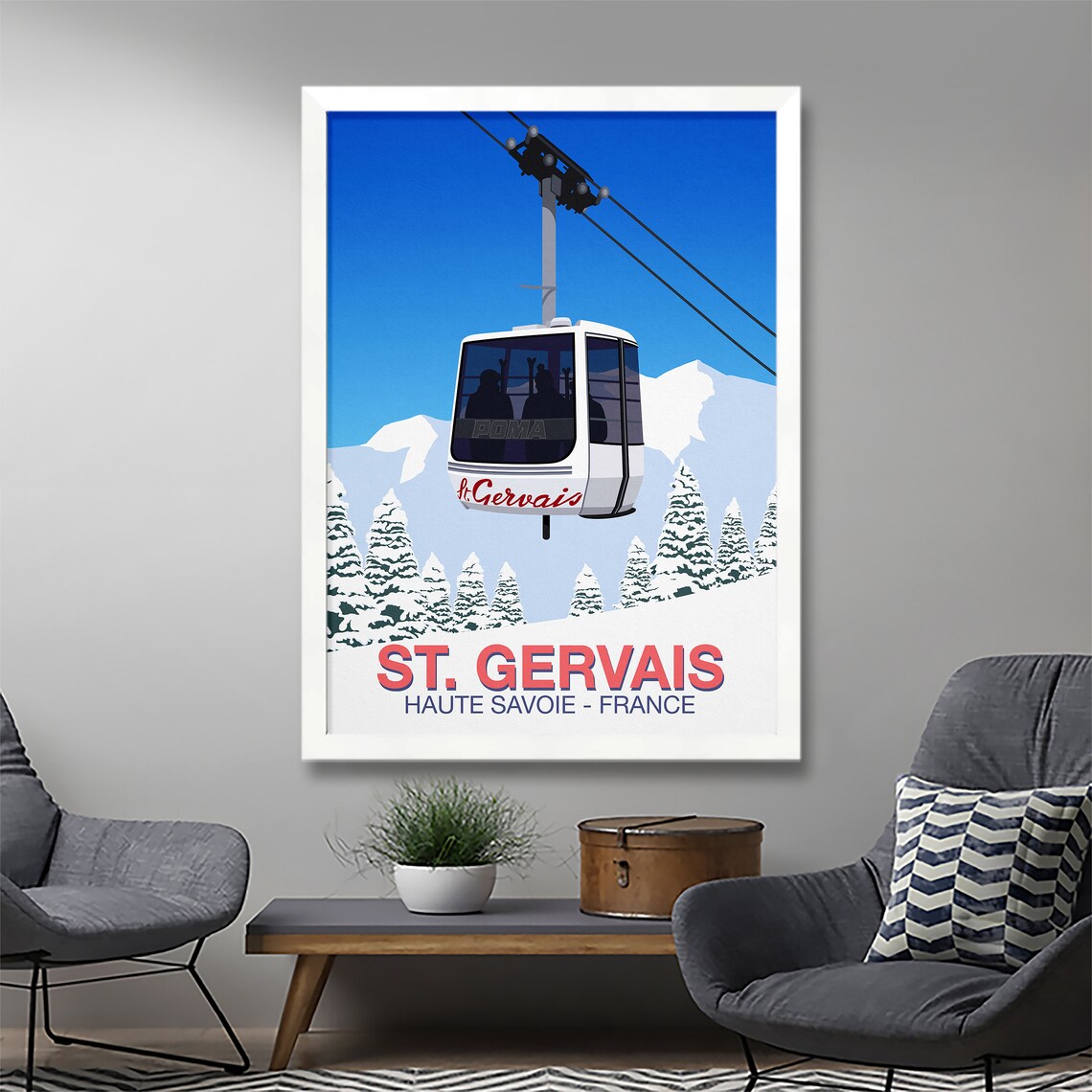 St Gervais Ski Poster, Alpine Resort Travel Poster - Image 2