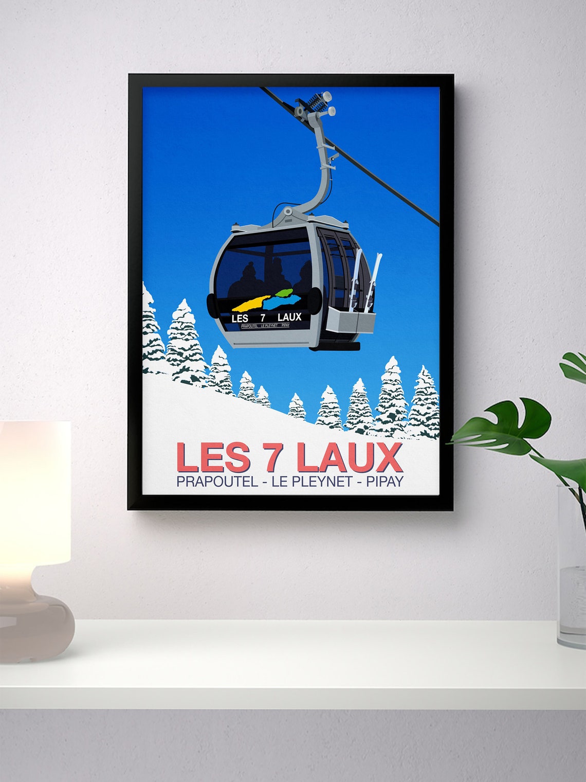 Les 7 Laux Gondola French Alps Cable Car Vintage Ski Art Poster - Image 4
