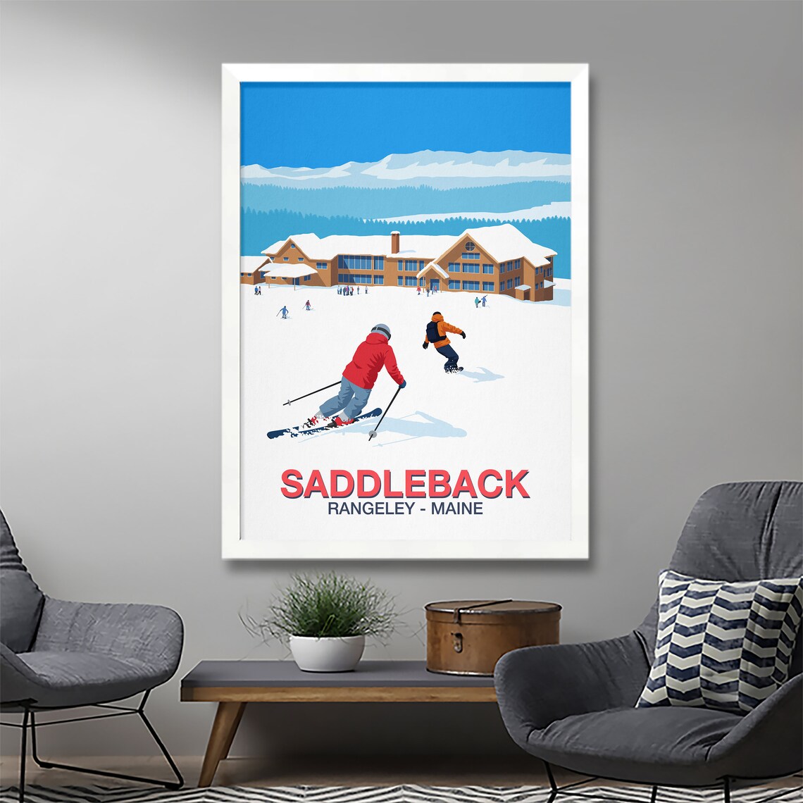 Saddleback Ski Resort Travel Poster, Ski Resort Print - Image 2