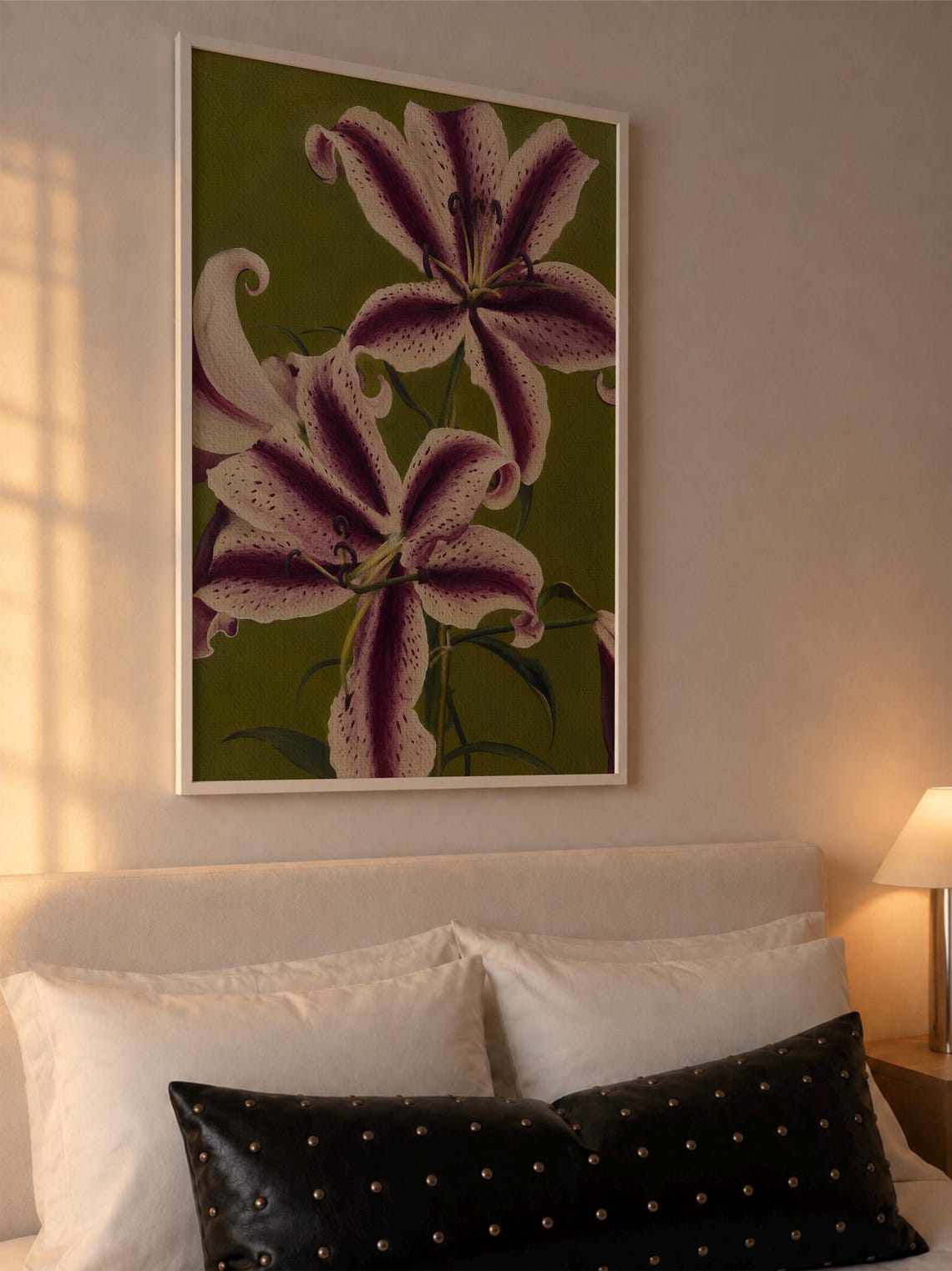 Purple Plum And Green Lily Art Print Floral Wall Abstract Flower Lilies Poster Funky Trendy Botanical - Image 2