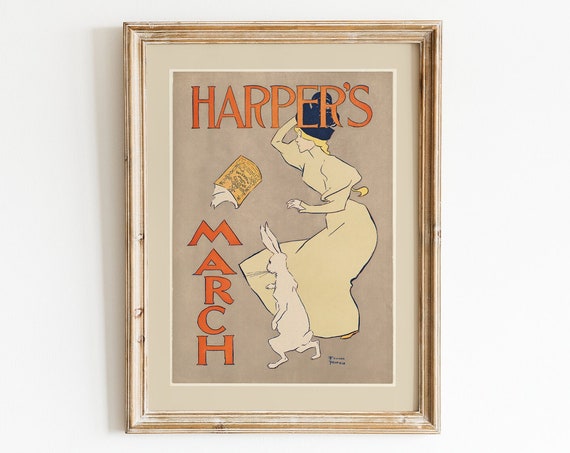 Vintage Easter Decor Easter Wall Art Vintage Easter Art Print Neutral Easter Decor Vintage Harpers Print Digital Download