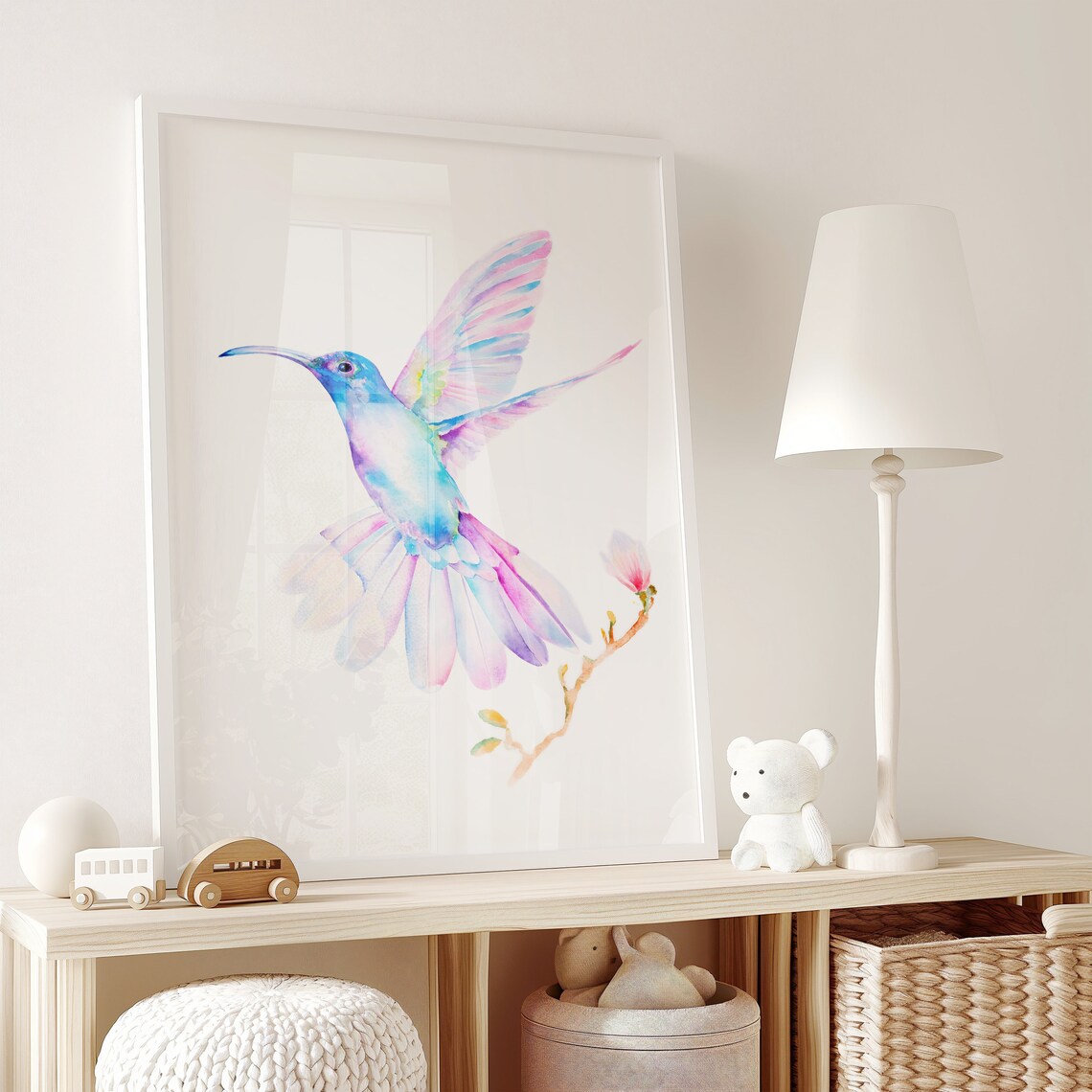 Hummingbird Watercolor Art Print for Mom and Women