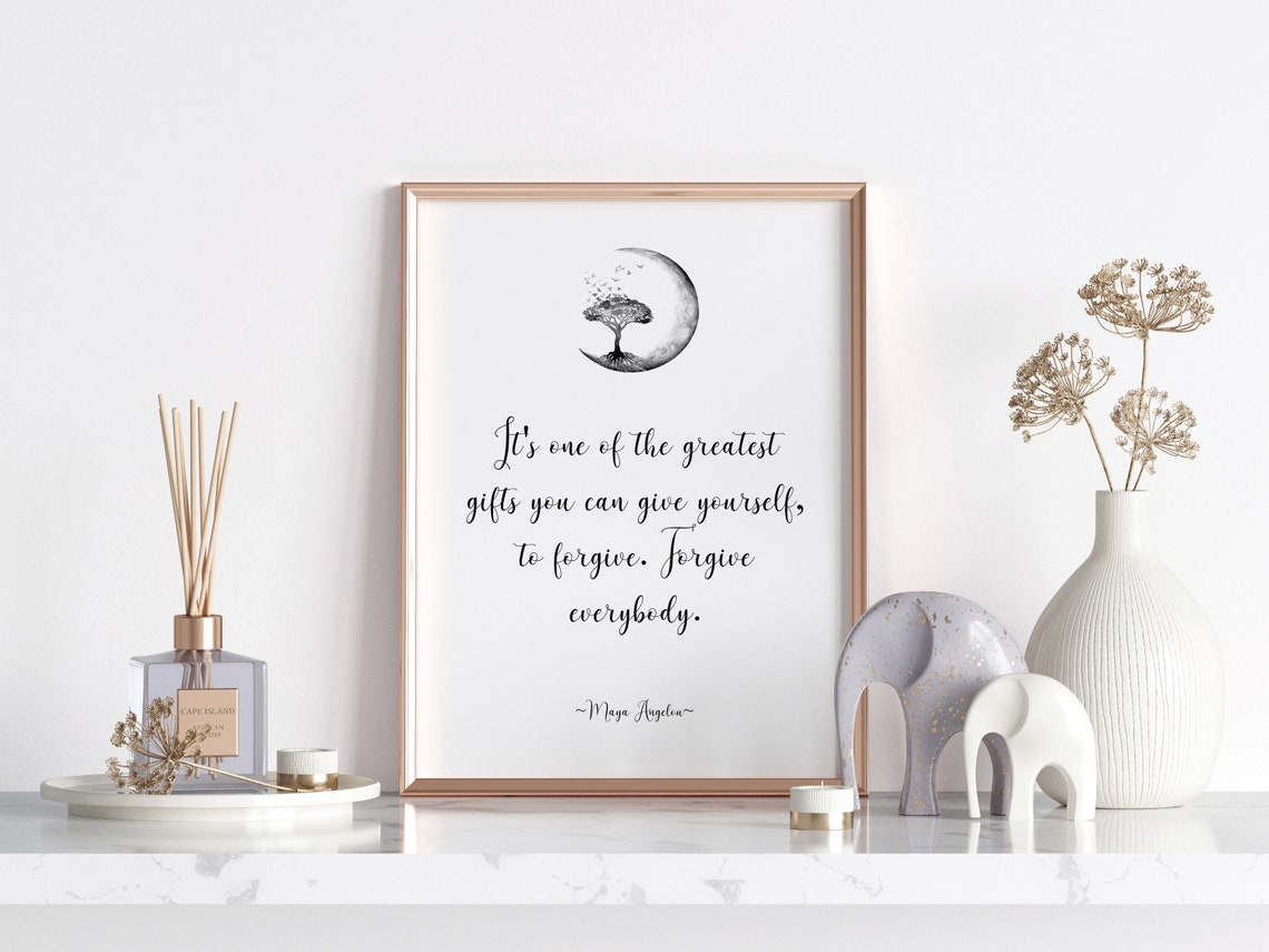 Maya Angelou Forgiveness Quote Moon Tree Minimalist Poetry Poster - Image 2