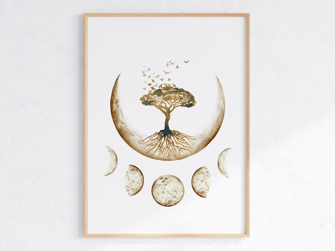 Tree Of Life Boho Moon Phases Art Print - Image 2