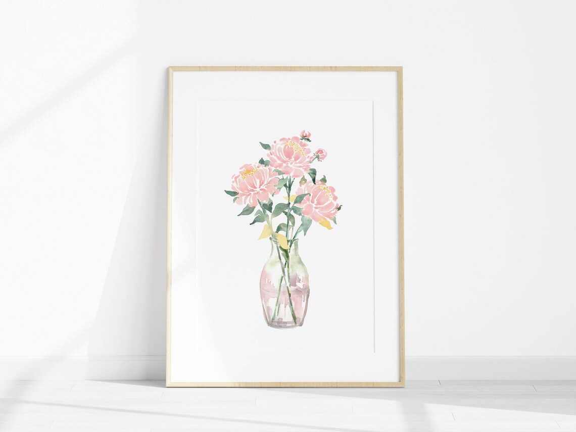 Peony Watercolor Print, Floral Bouquet Art Print - Image 3