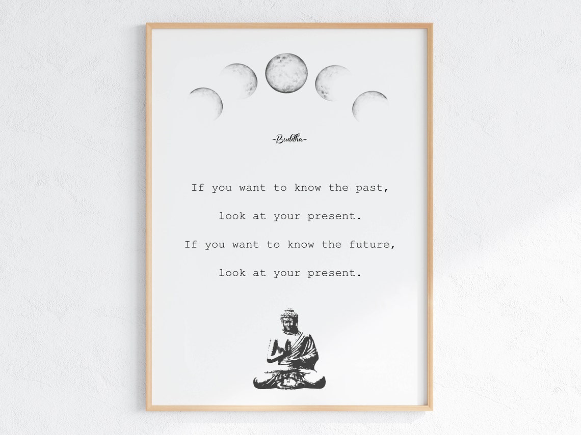 If You Want to Know the Past Buddha Moon Phase Quote Art Poster