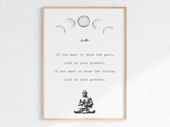 Spiritual Buddha Print Quote For The Present Moment Mindfulness Poster Encouraging Wall Art