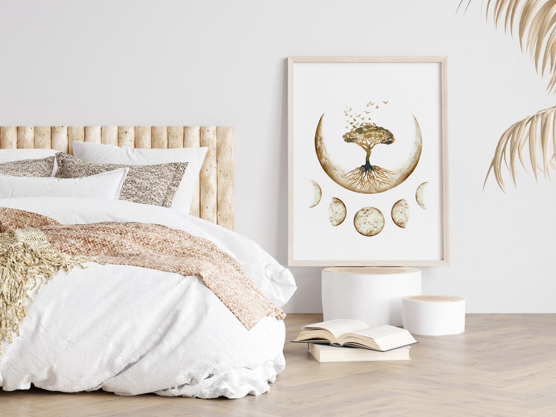 Tree Of Life Boho Moon Phases Art Print - Image 3