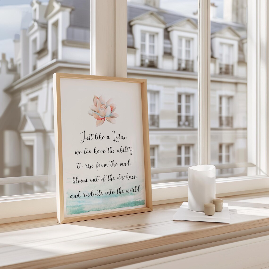 Just Like A Lotus Quote Poster, Zen Watercolor Art - Image 2