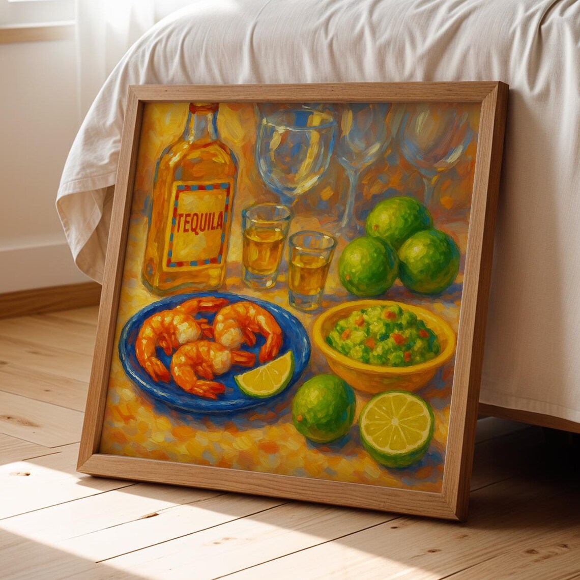 Tequila Shrimp, Colorful Food Painting for Kitchen