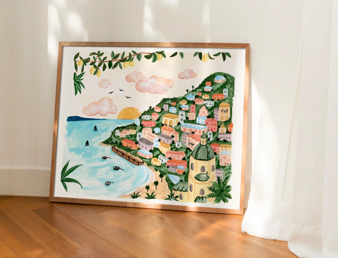 Amalfi Coast Positano Beach Travel Poster - Image 2