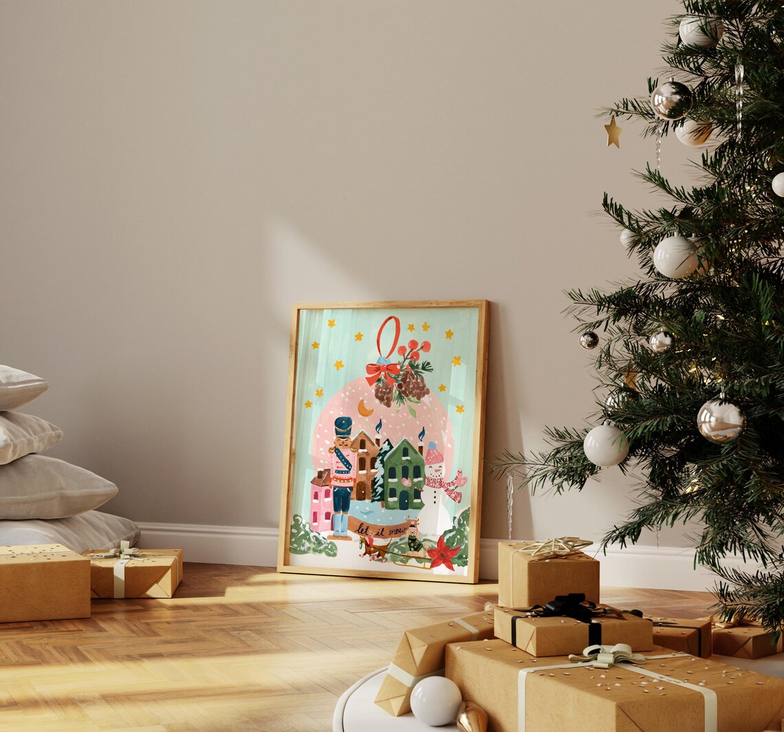 Snow Globe Christmas Art Print, Festive Holiday Decor - Image 4