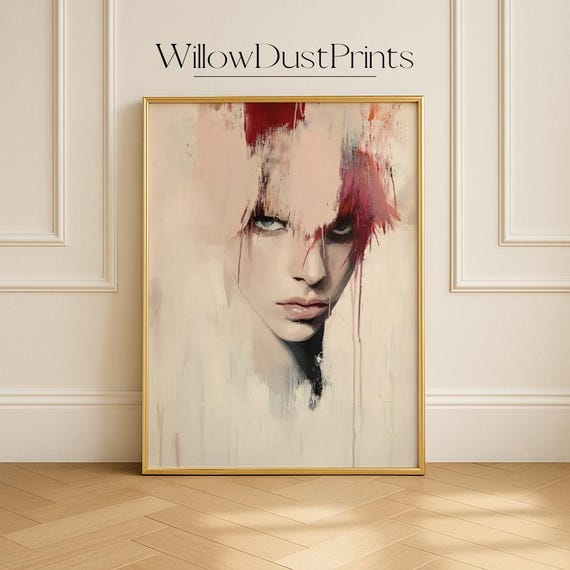 Abstract Portrait Wall Art Moody Expressionist Modern Design Home Decor Gift Unique For Lovers