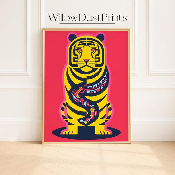 Colorful Tiger Wall Artmodern Pop Art Animal Print For Maximalist Home Decor Dorm Room Or Eclectic Loversdownloadable Gift