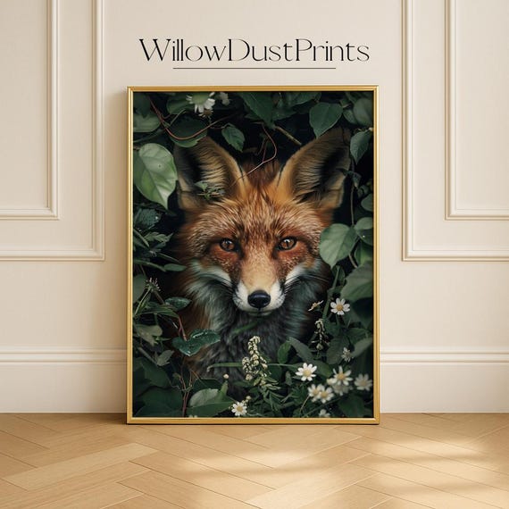 Rustic Red Fox Wall Art Forest Animal Wildlife Print Nature Home Decor For Nurseryofficebedroomwoodland Gift