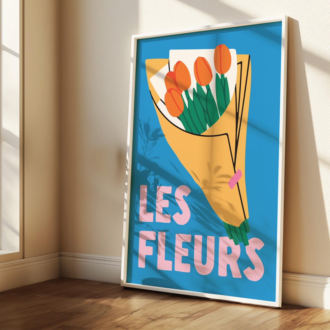 Les Fleurs Orange Tulip Bouquet Colorful Botanical Art Print - Image 2