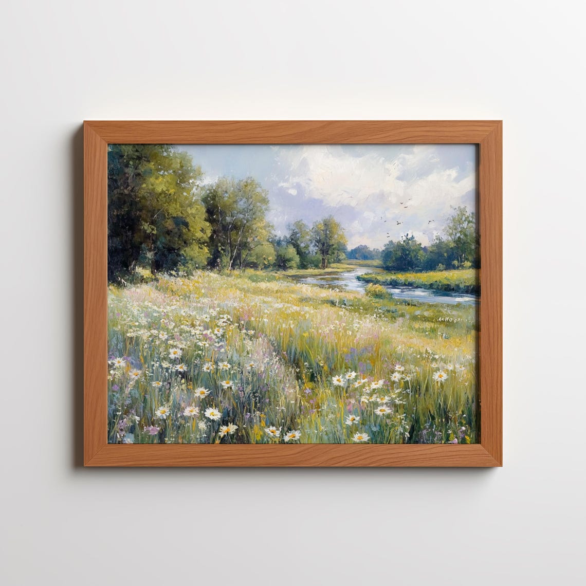 Wildflower Meadow River Impressionist Summer Landscape Art Poster