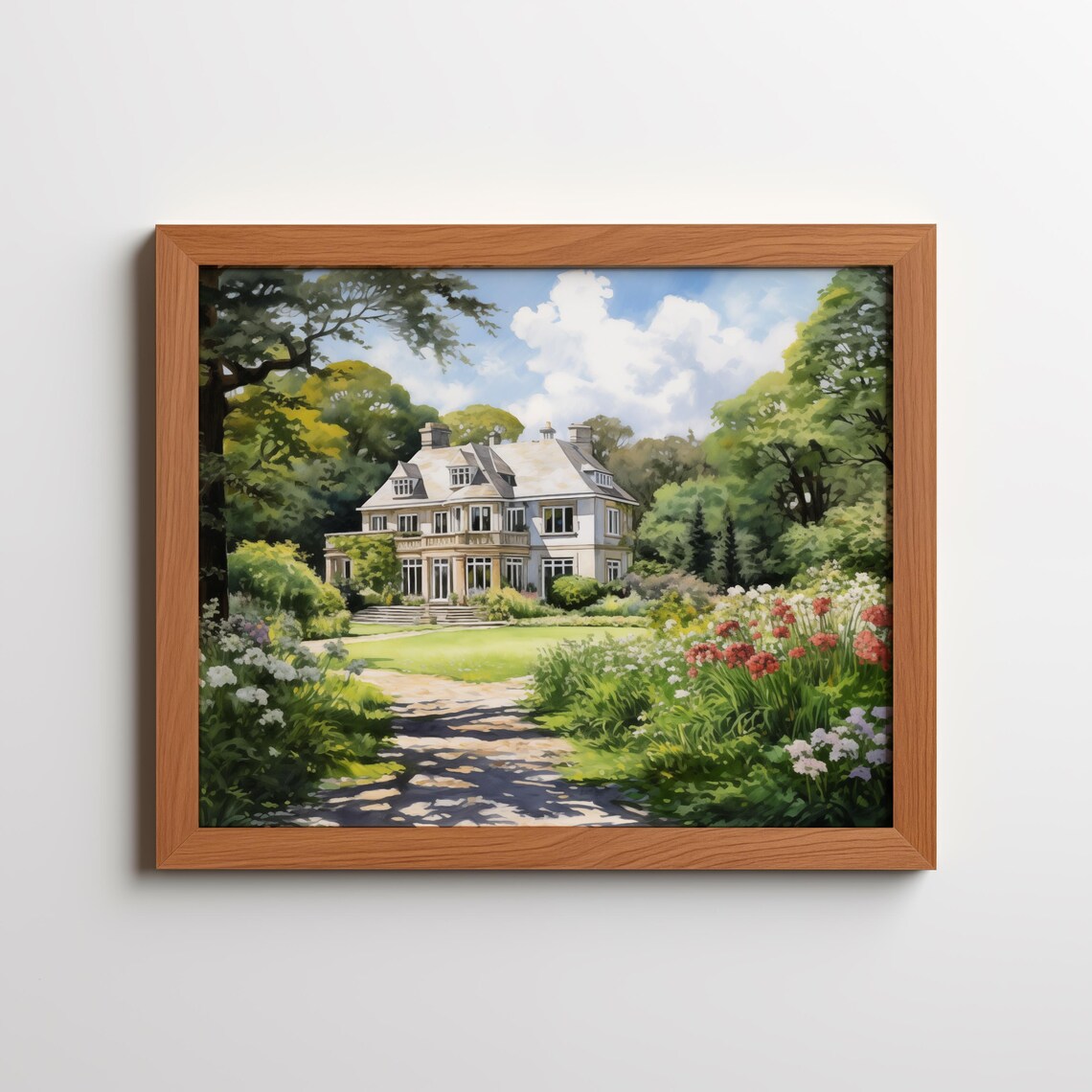Country Manor House Flower Garden Sunny Path Classic Art Poster