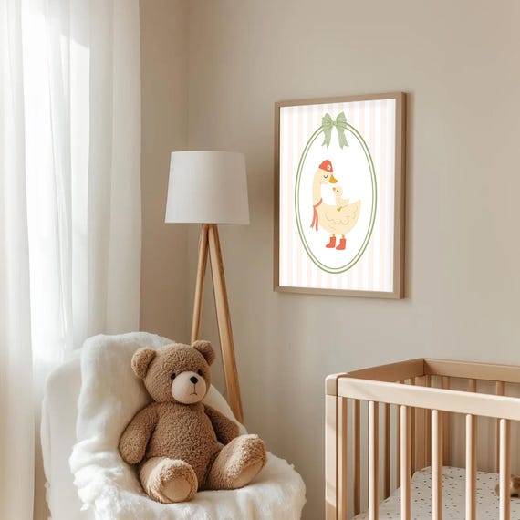 Loving Ducks Wall Art Trendy Decor Apartment Print Retro Quirky Nursery Cottage Core Duck Childrens Room