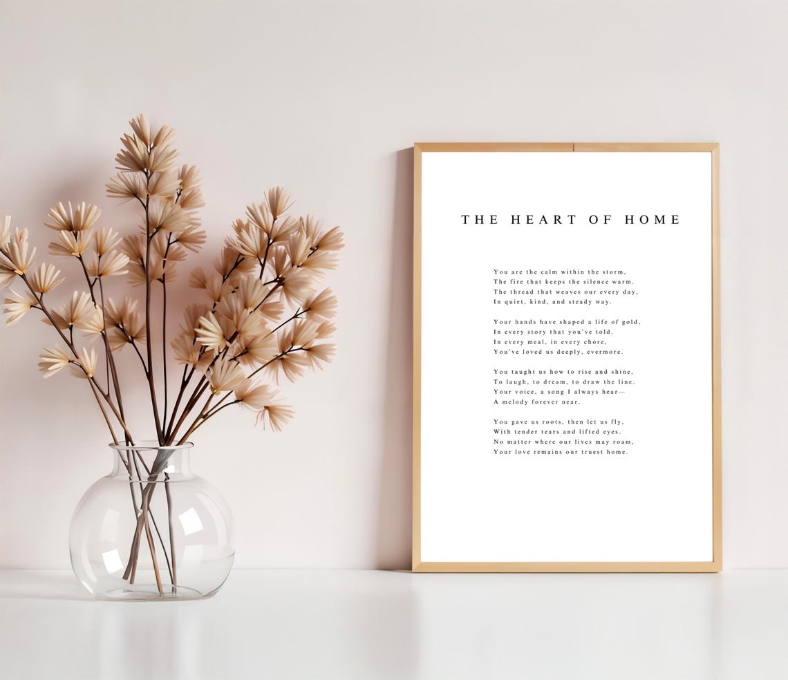 The Heart Of Home Poem 8 X10 Print Wall Art Motherhood Poetry Mothers Day Birthday Anniversary Gift - Image 2