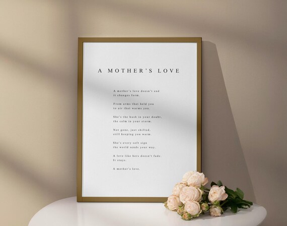 A Mother's Love Tender Motherhood Poem Tribute Keepsake Poster