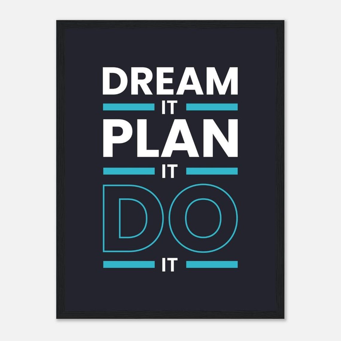 Dream It Plan It Do It Poster Black Teal Bold Goal Setter Decor - Image 2