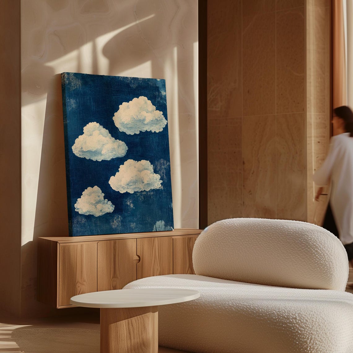 Indigo Blue Sky With White Clouds Vintage Cloudscape Scene Poster - Image 6