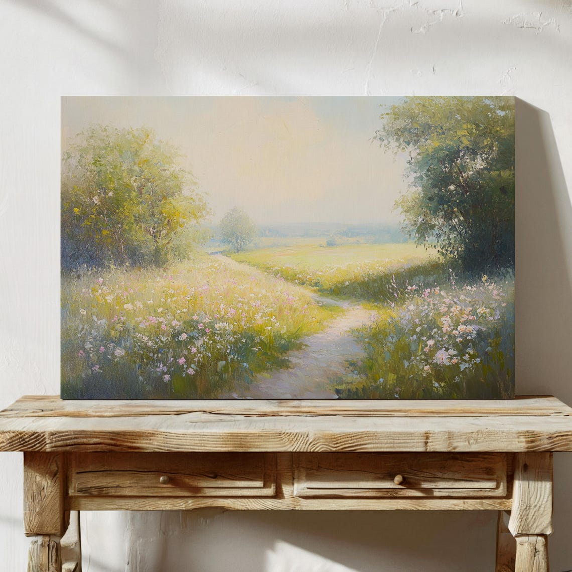 Wildflower Meadow Path Soft Impressionist Pastel Countryside Poster - Image 7