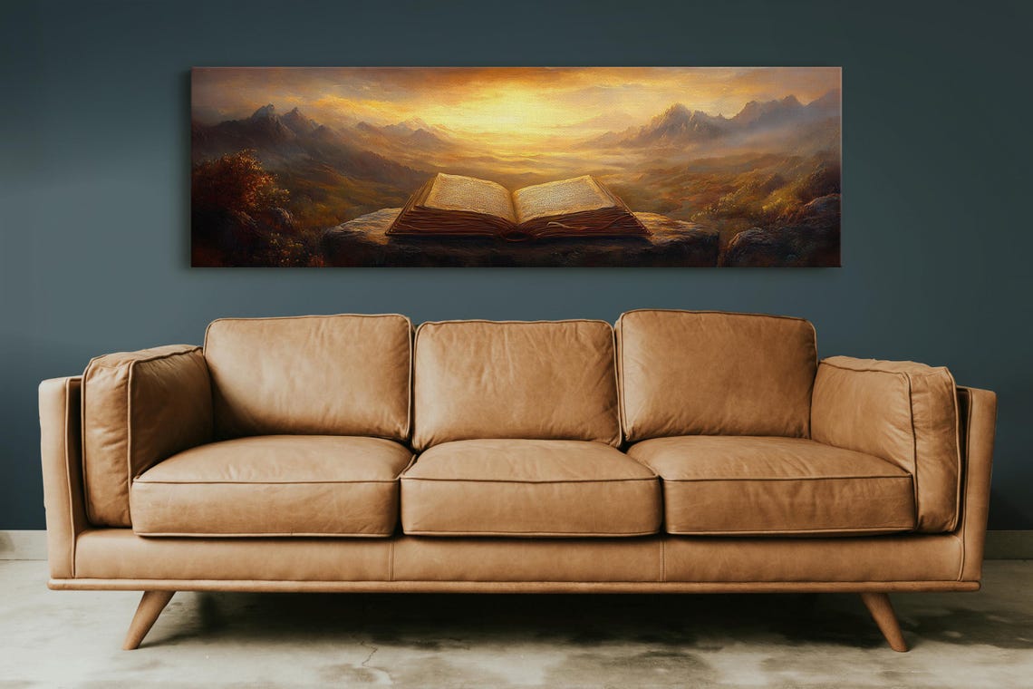 Divine Bible Wall Art Open Holy Scripture Christian Faith Decor Spiritual Inspirational Print Religious Landscape - Image 3