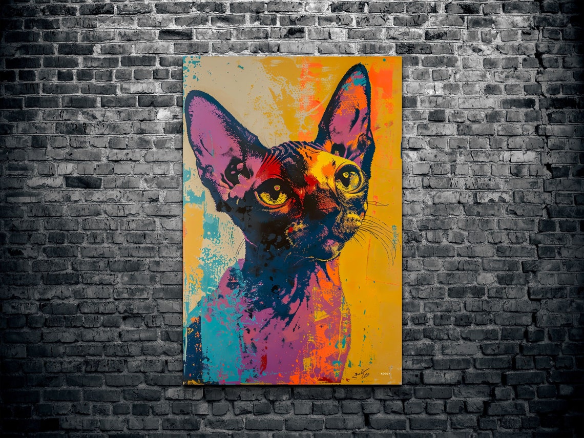 Devon Rex Cat Portrait, Animal Decor - Image 2