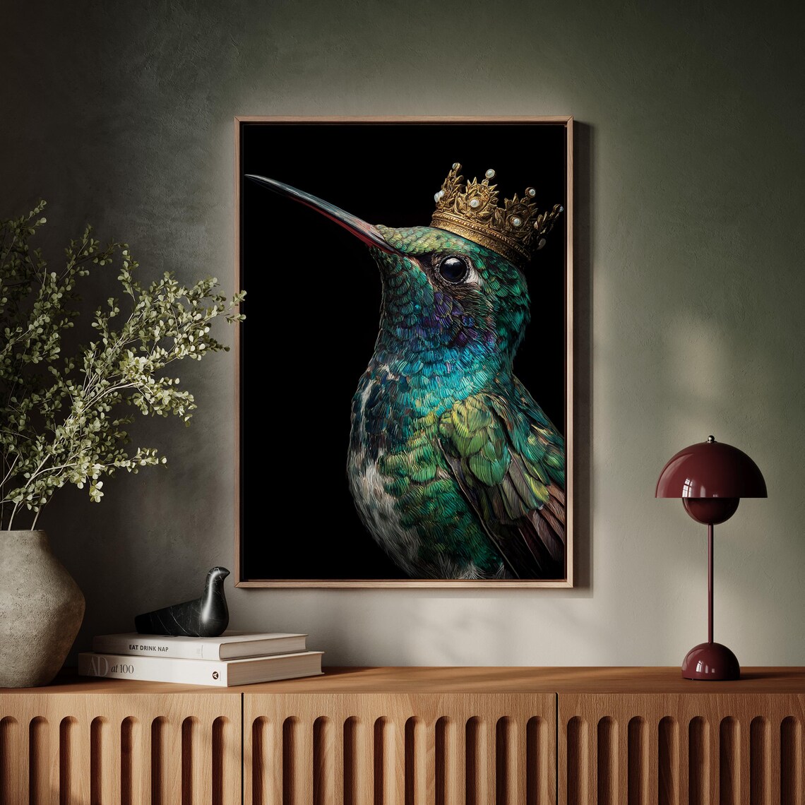 Regal Hummingbird With Golden Crown Art Print