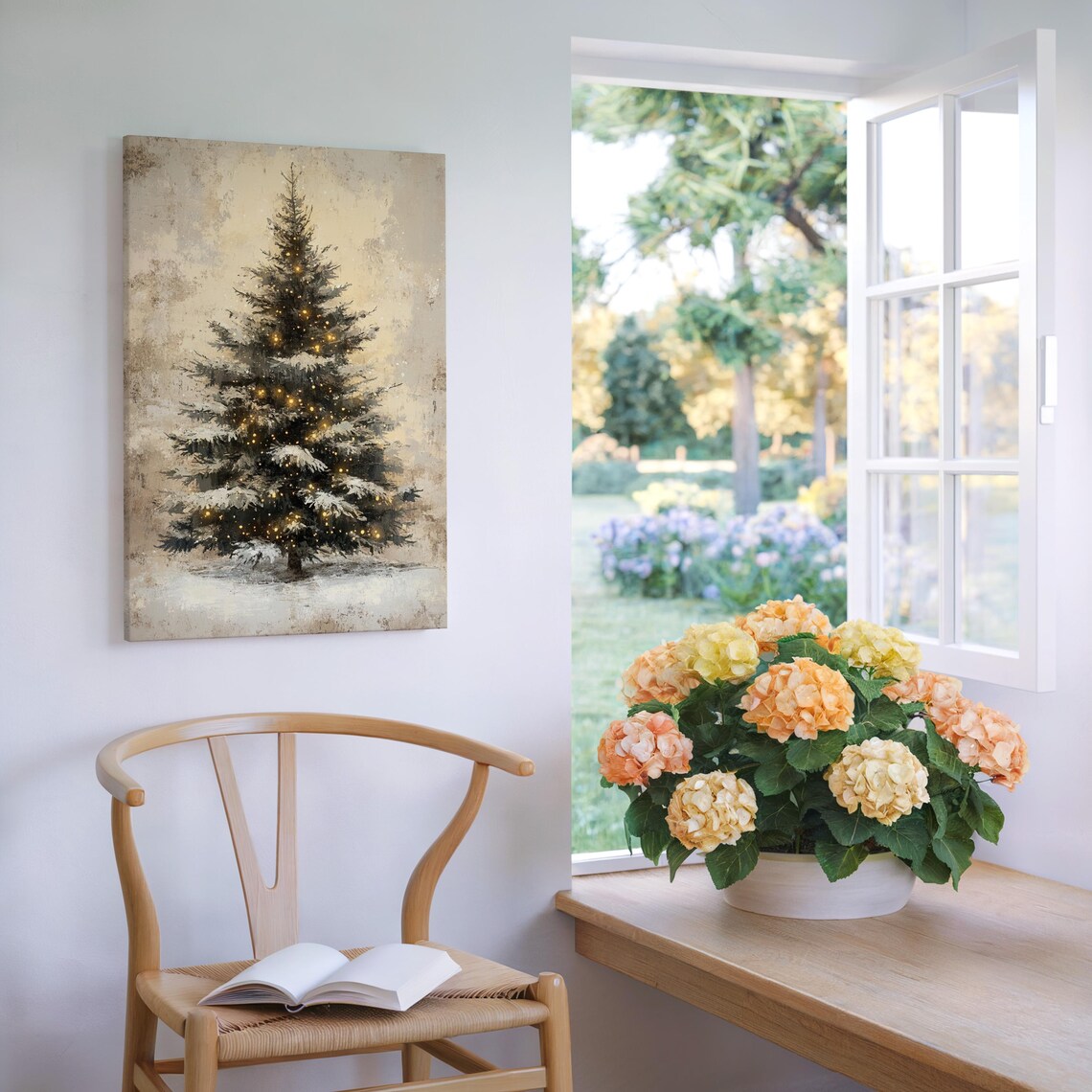 Snowy Christmas Tree Warm Lights Vintage Holiday Decor Poster - Image 6