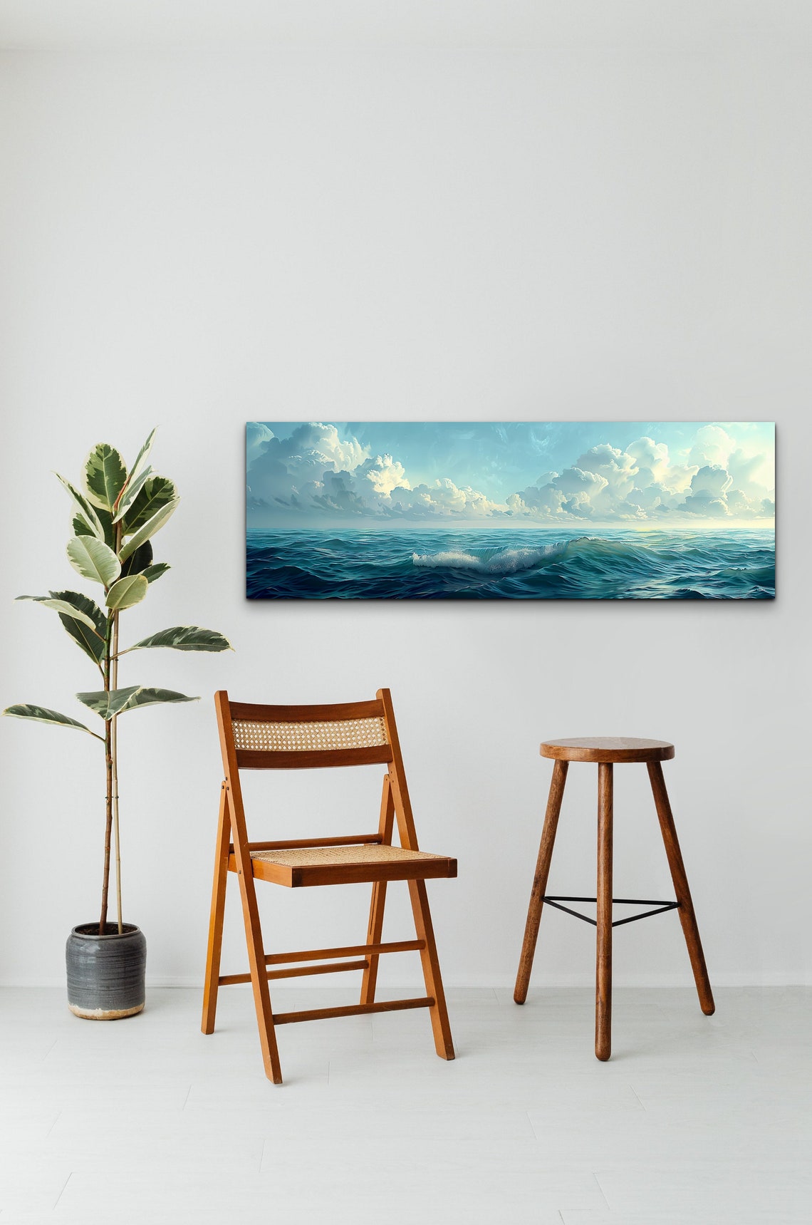 Deep Blue Ocean Wave With Dramatic Cloudy Sky Seascape Art Poster - Image 6