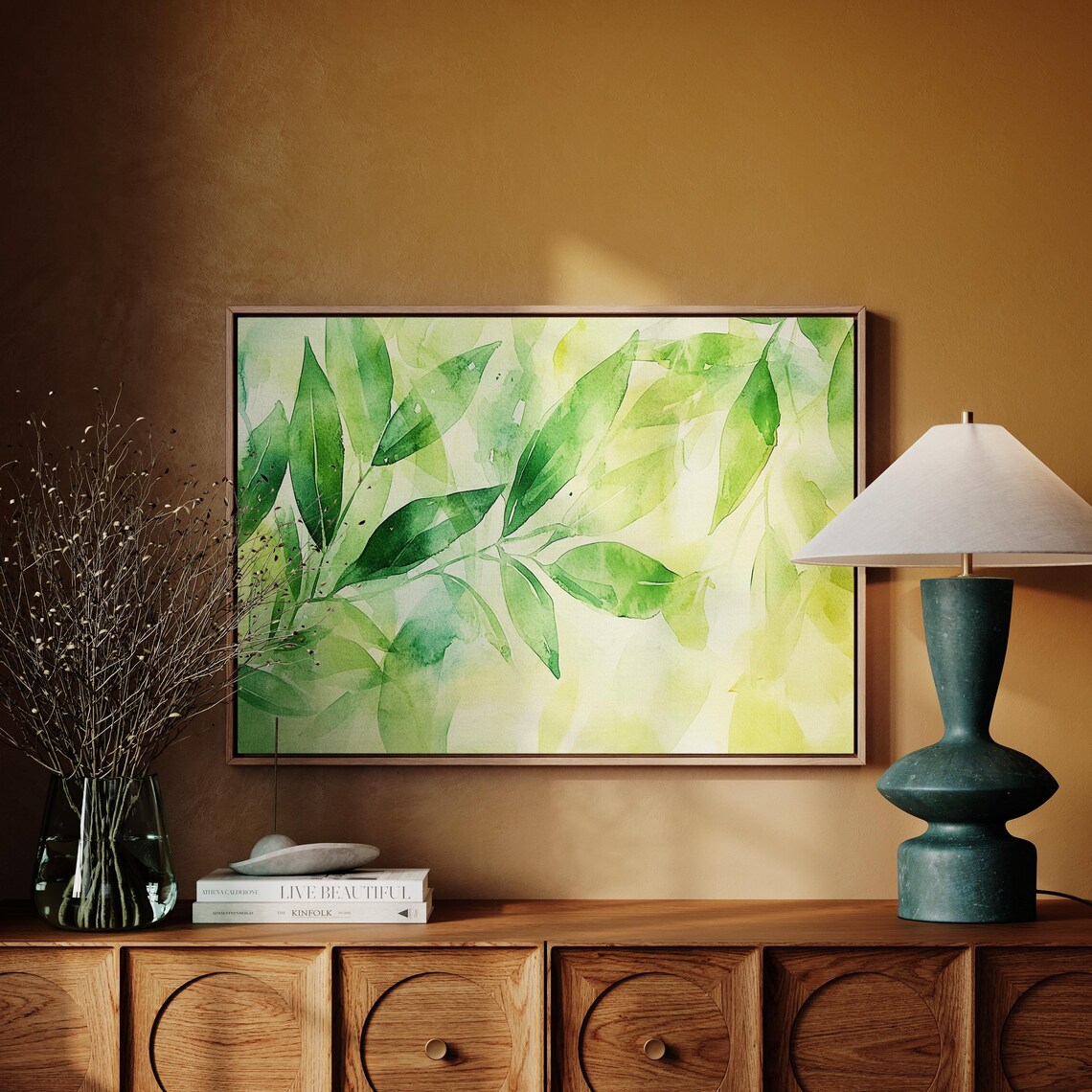 Watercolor Green Leaf Design, Botanical Wall Art - Image 3