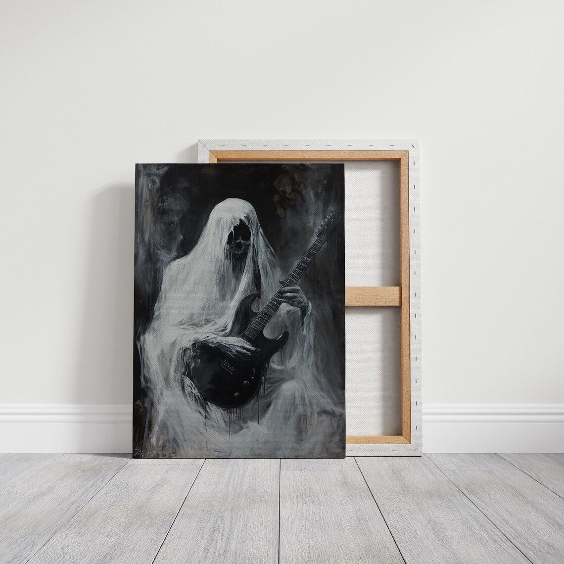 Haunting Ghost Playing Electric Guitar Dark Gothic Music Art Poster - Image 5