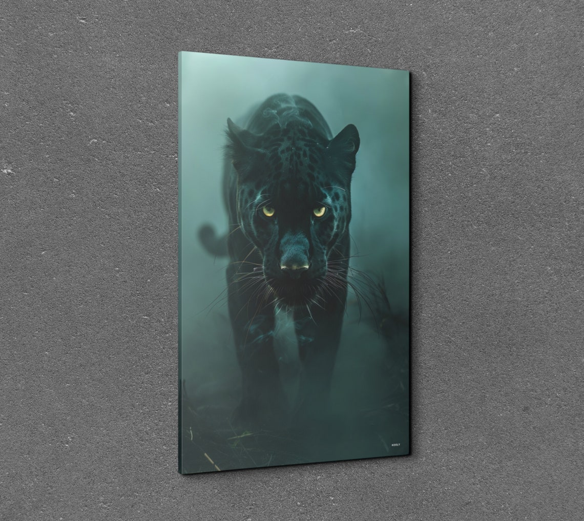 Black Panther Emerging from Mist with Piercing Intense Eyes Wall Art - Image 7