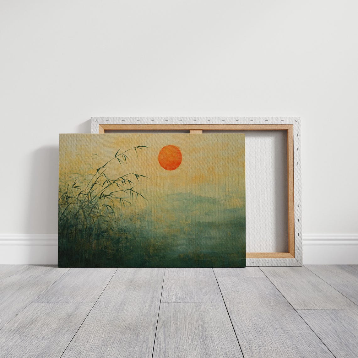 Minimalist Bamboo Sunset Wall Art Tranquil Zen Landscape Asian Inspired Nature Print For Home Office - Image 3