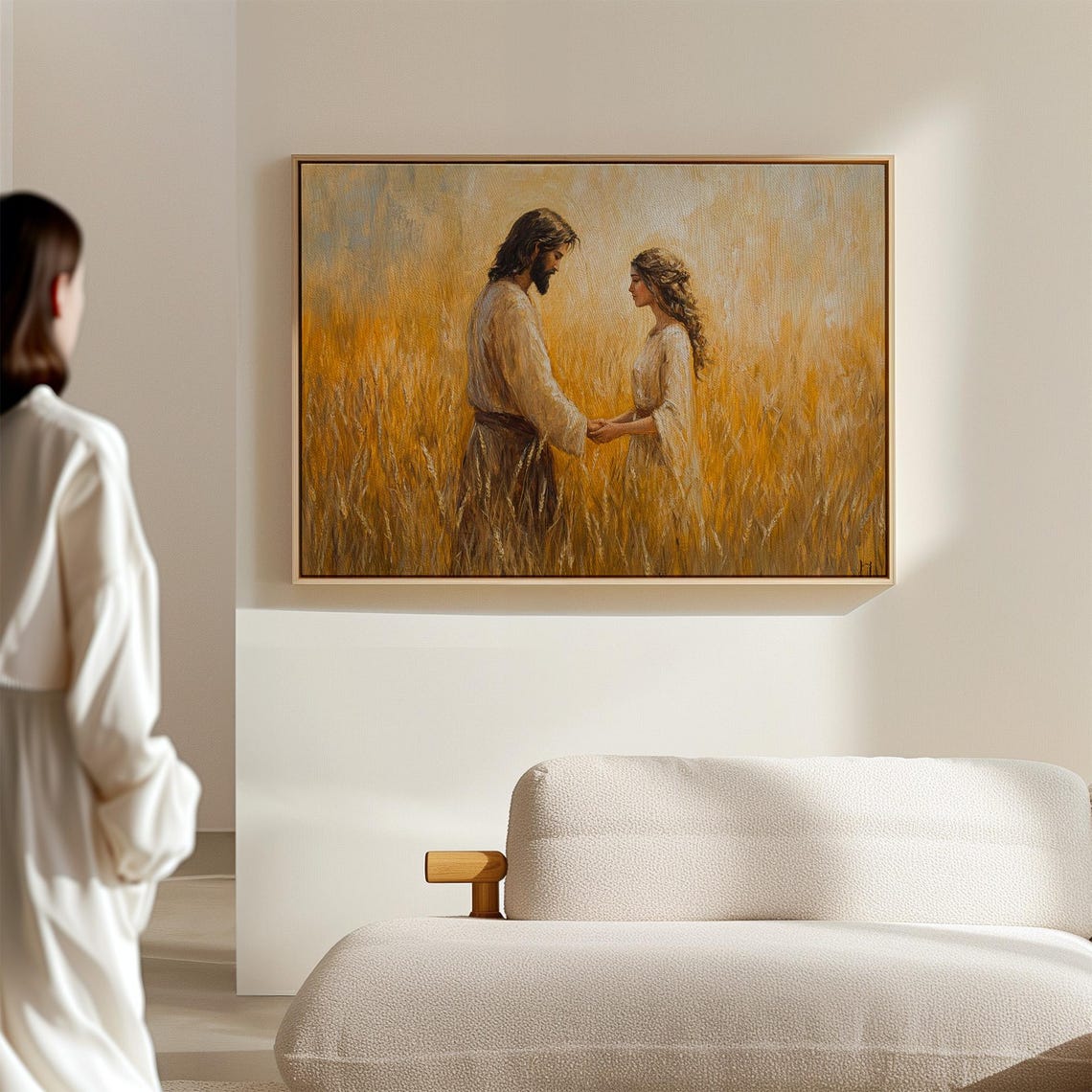 Jesus Holding Hands With A Woman In A Golden Wheat Field Inspirational Christian Art Of Love Faith And Spiritual Connection - Image 6