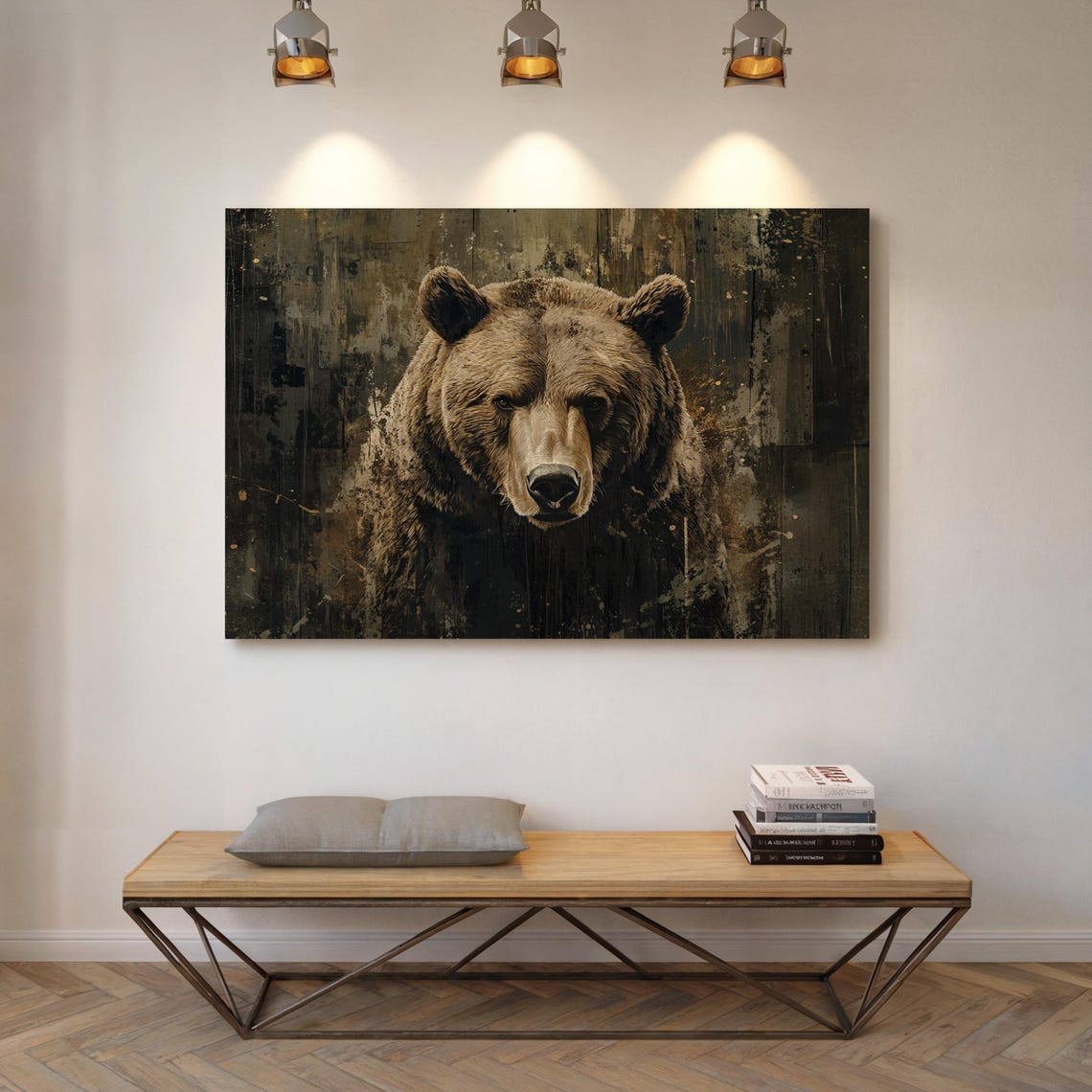 Grizzly Bear Dramatic Portrait Dark Rustic Cabin Wall Poster - Image 6