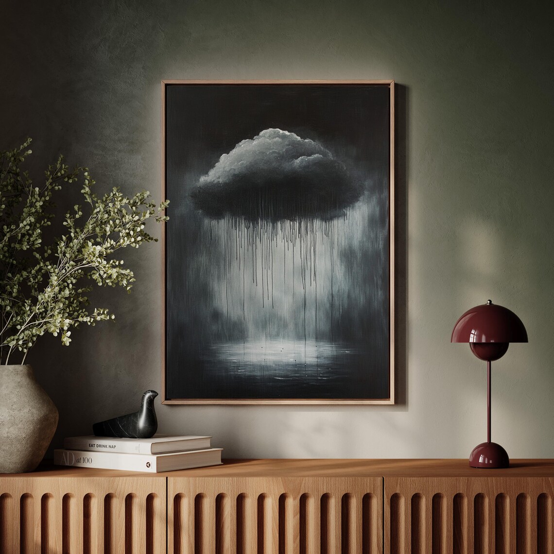 Moody Rain Cloud Minimalist Abstract Wall Art - Image 5