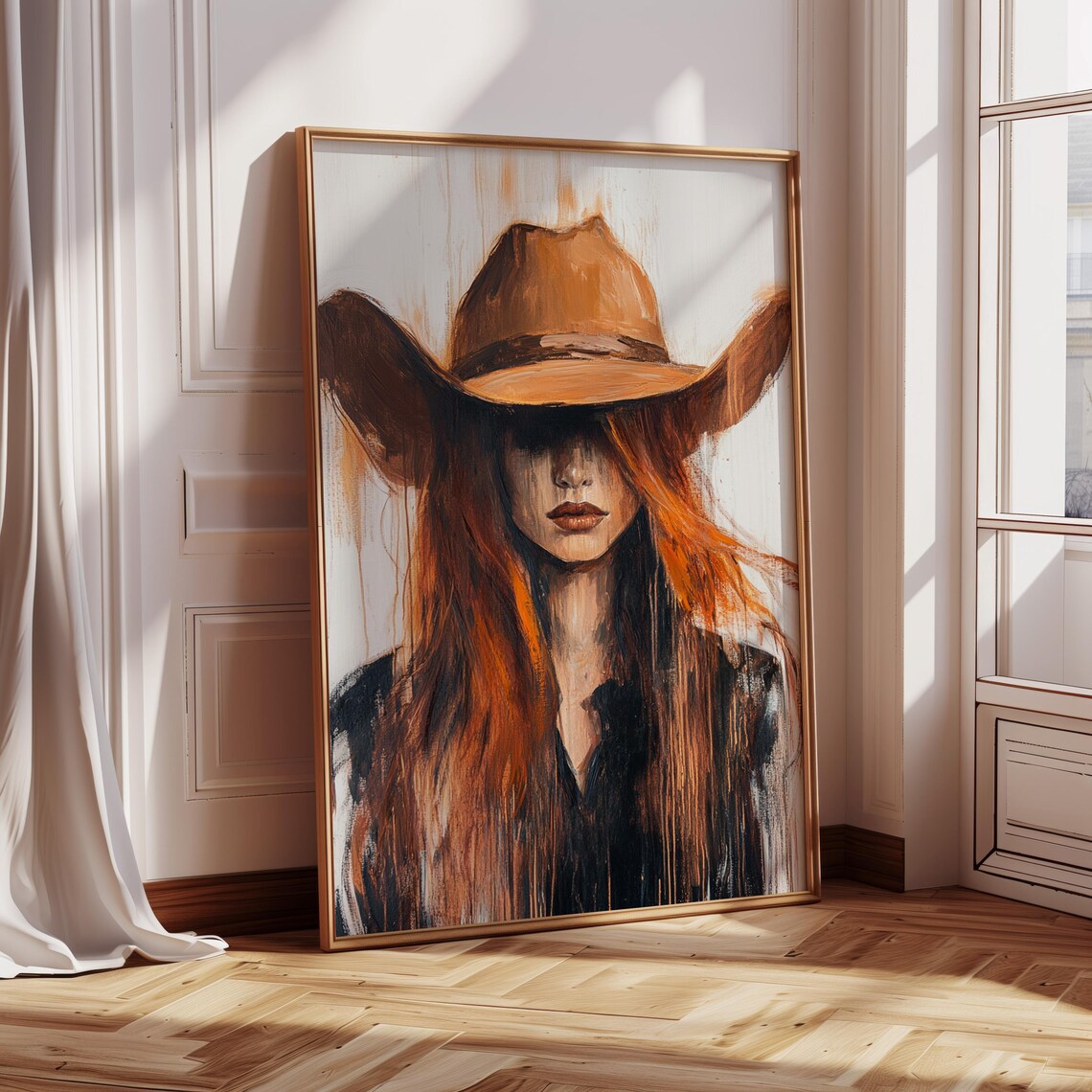 Cowgirl Wall Art, Rustic Boho Western Woman Painting - Image 2