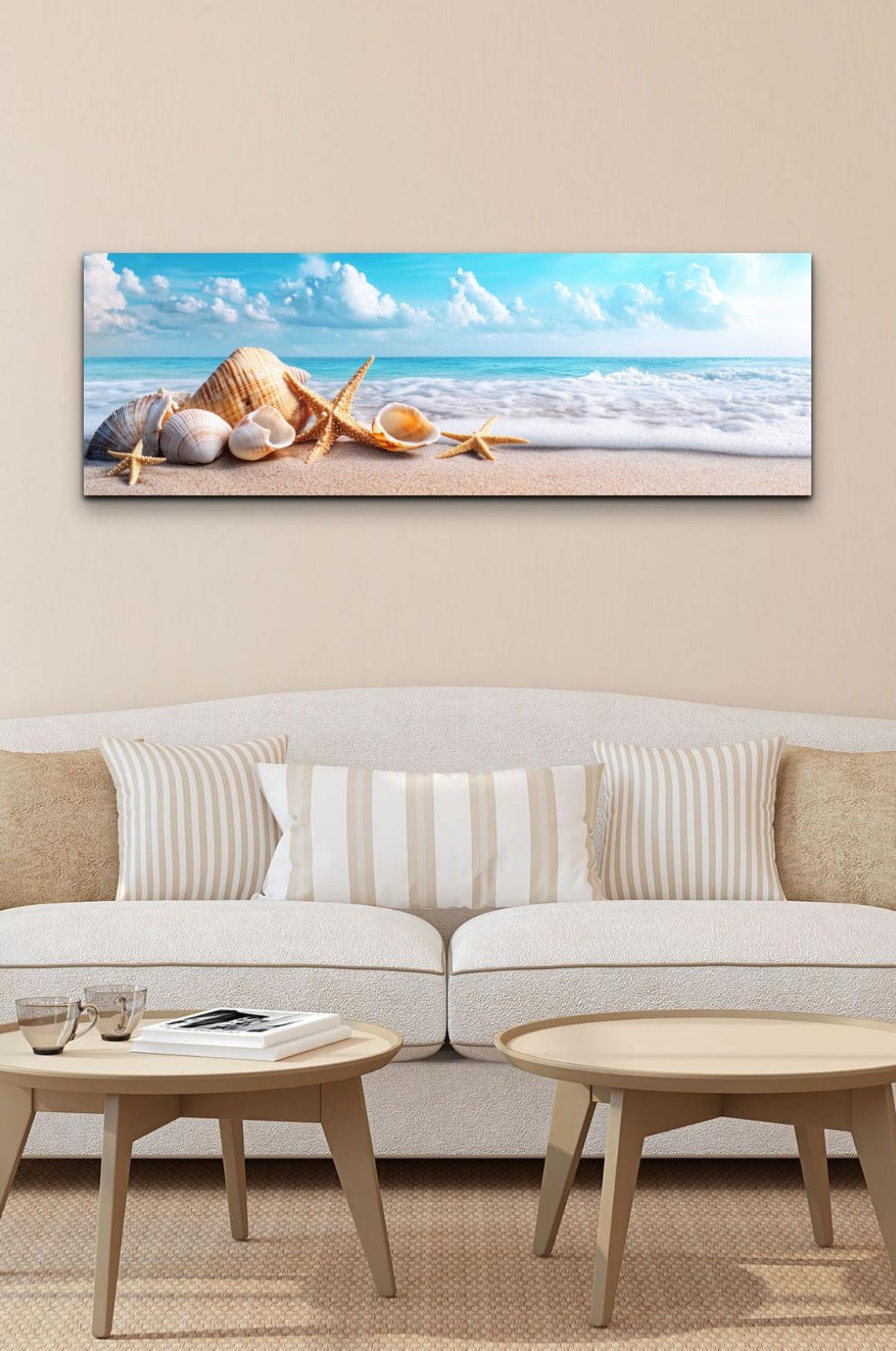 Seashells And Starfish On White Sand Beach Ocean Waves Poster - Image 5